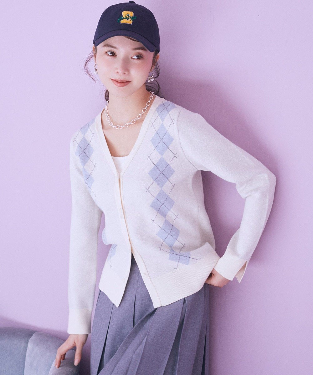 earth music&ecology アーガイルニットカーディガン 