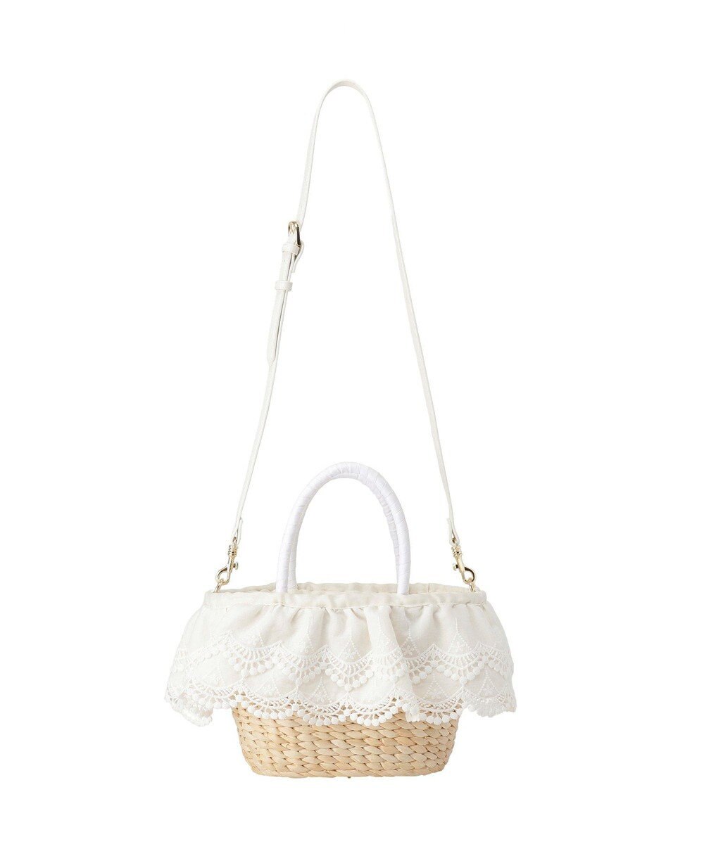 Maison de FLEUR 【2Way】レースフリルメイズ2Wayカゴバッグ 