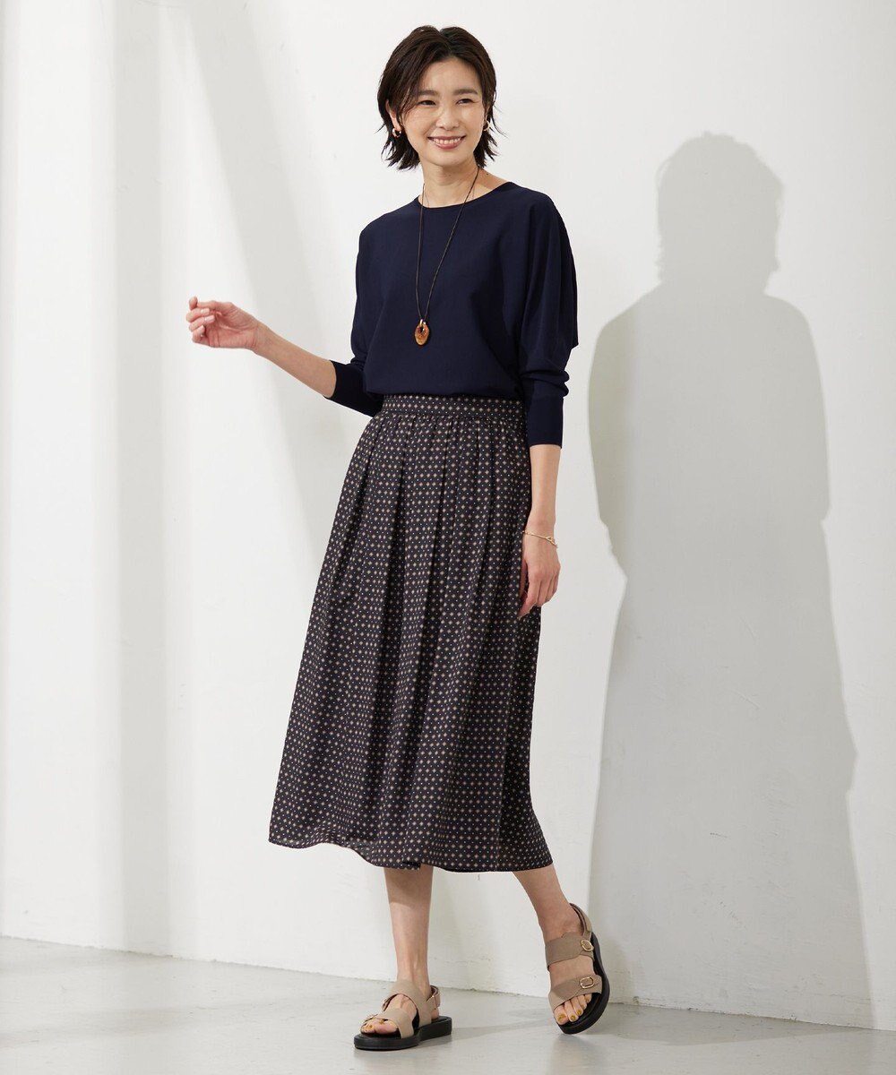 J.PRESS LADIES 【洗える】 ジオメトリック ギャザー スカート 