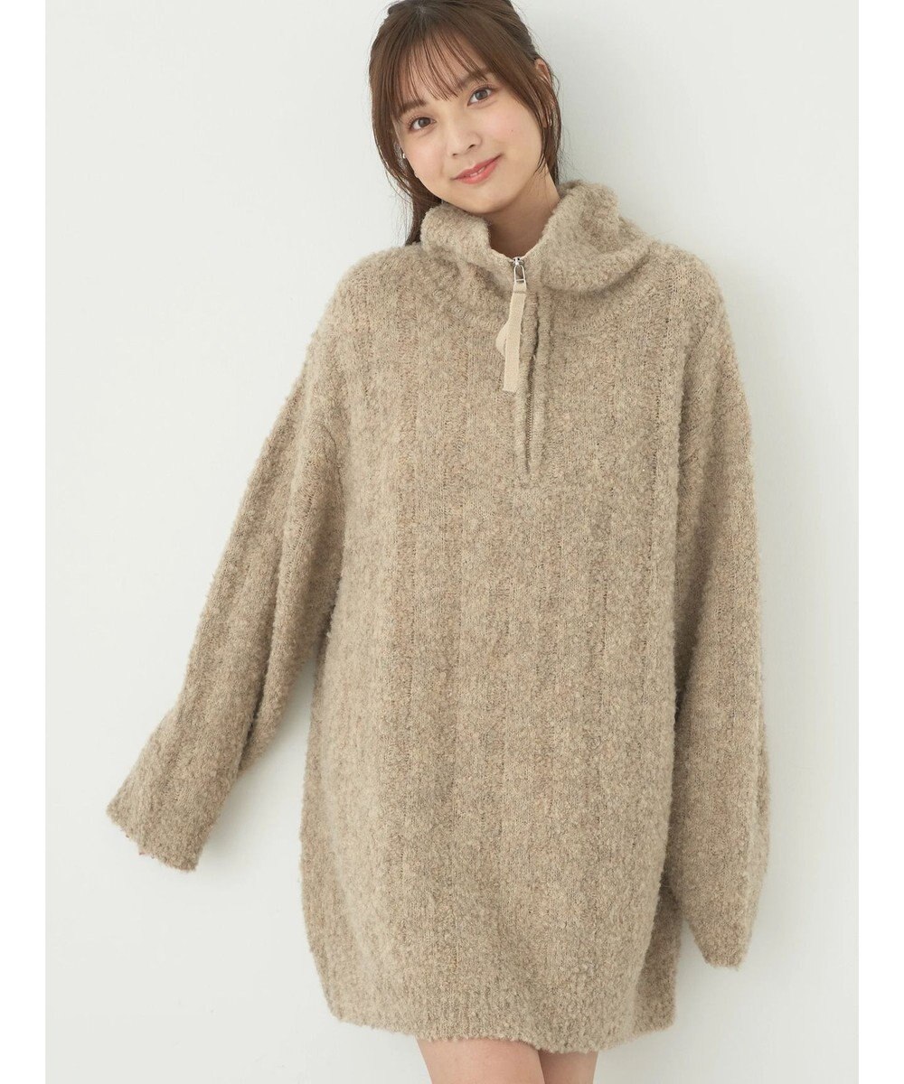 earth music&ecology ブークレハーフジップミニワンピース 