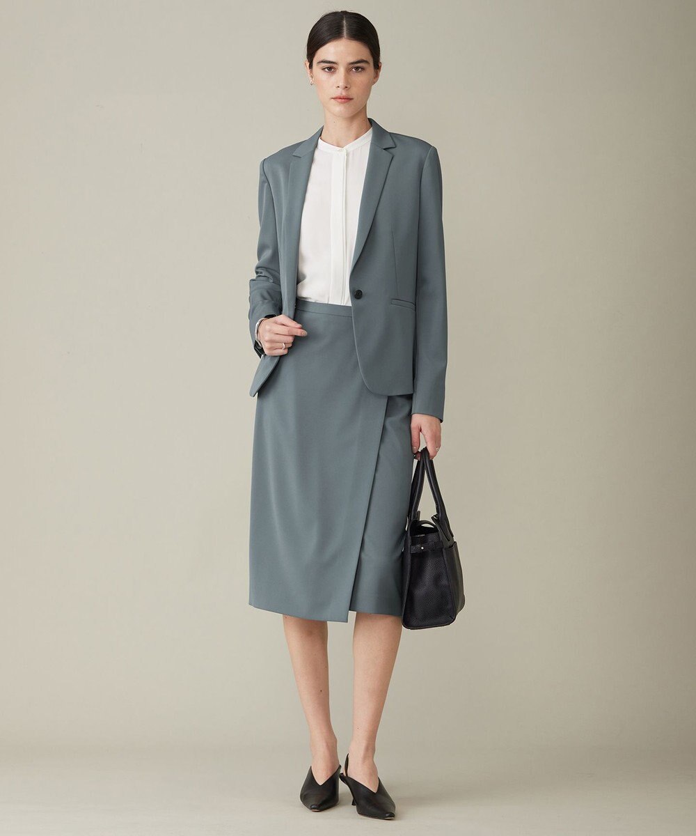 ICB 【WEB限定カラーあり・速乾・洗える】BackSatinAmunzen バンドカラーブラウス 