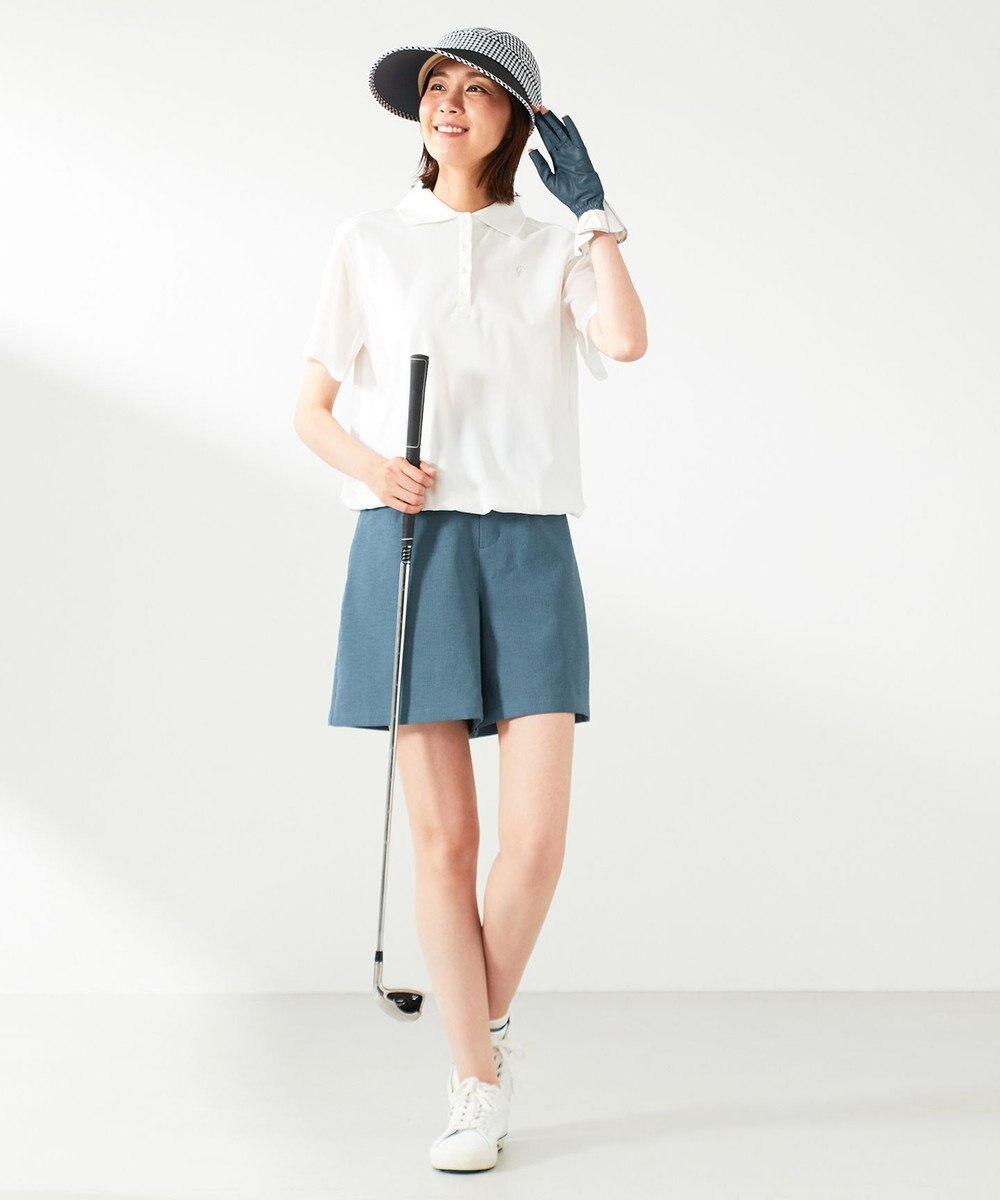 23区GOLF 【23Fondation/WOMEN】シアー袖 ニットポロ 