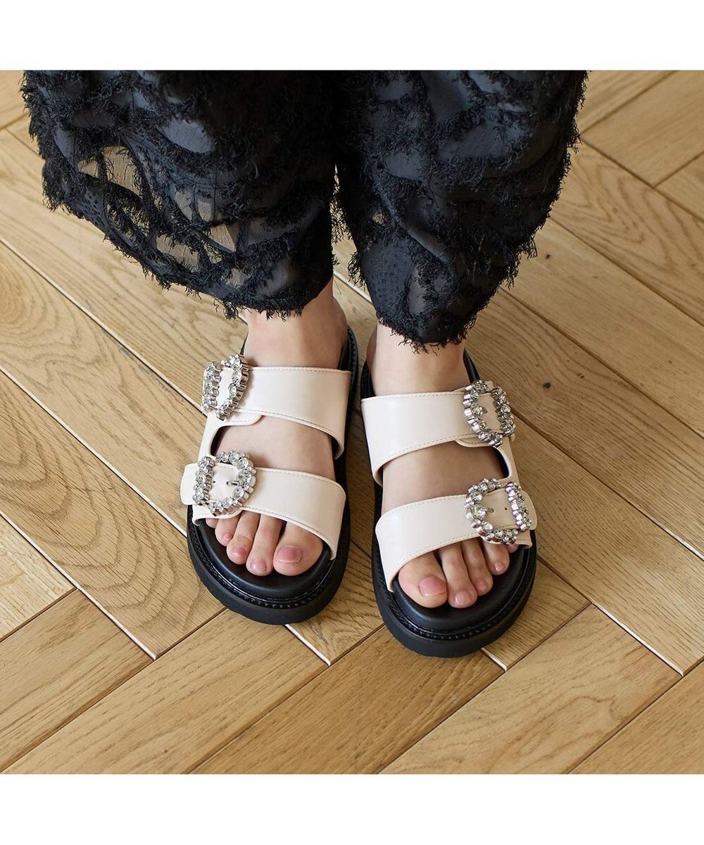 MODE ET JACOMO <carino>厚底ビジューバックルサンダル 