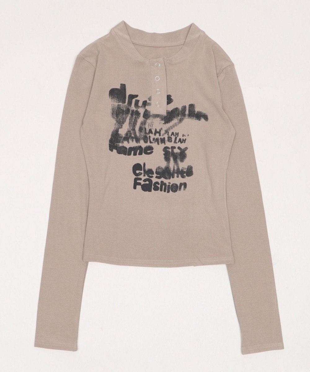 WEGO ヘンリーネックロゴトップ 