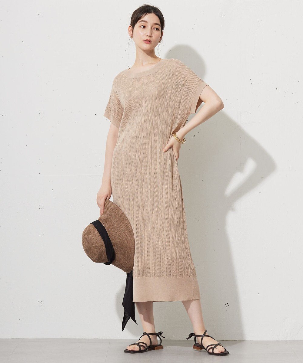 自由区 S 【ワコールコラボ】【カタログ掲載・洗える】レーシーニット ドレス 