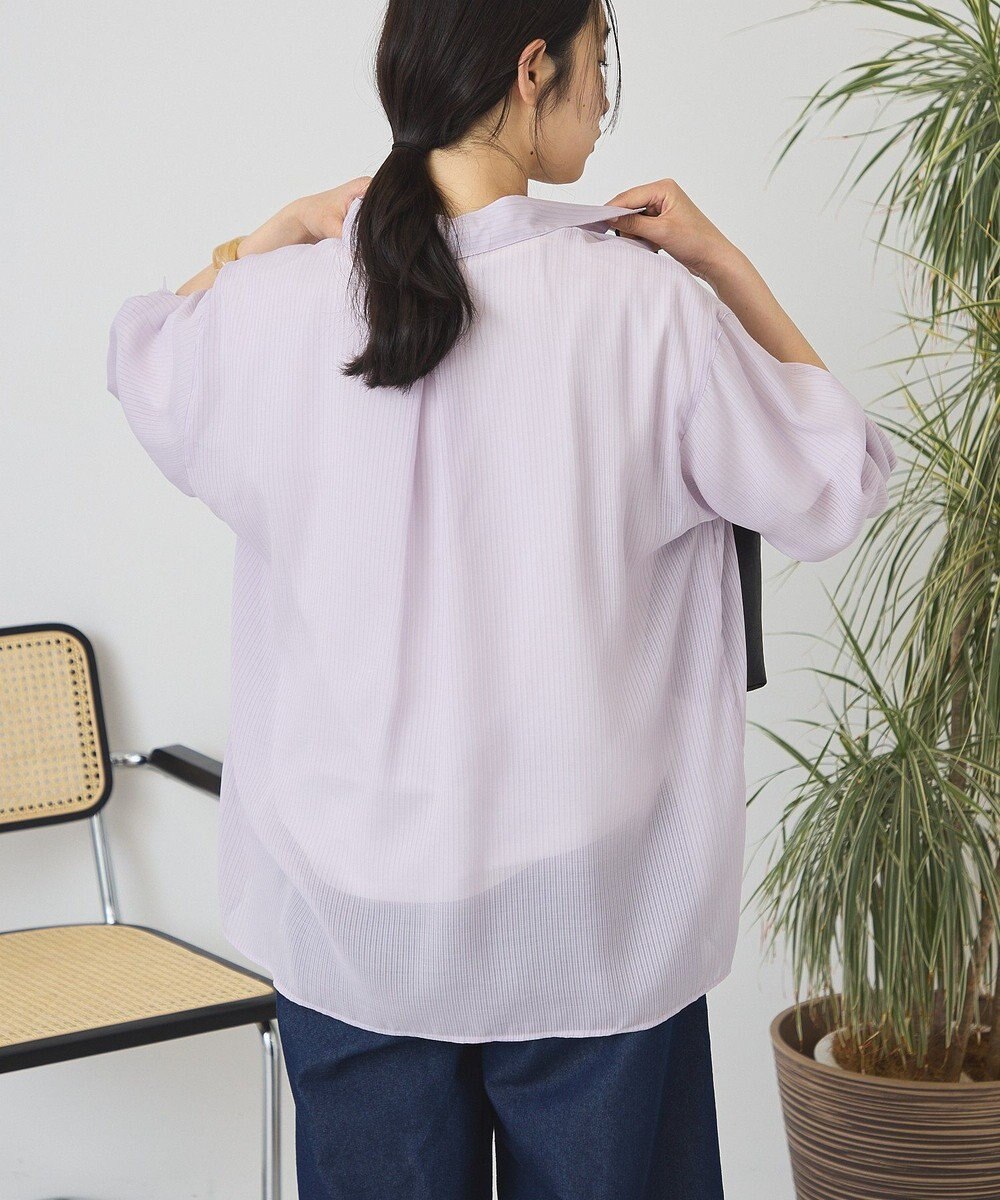 AMERICAN HOLIC ウエストタックシアーストライプシャツ 