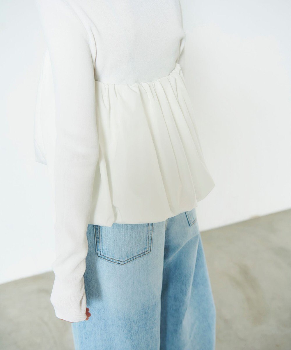 GRACE CONTINENTAL タフタケープ付ニットトップ 