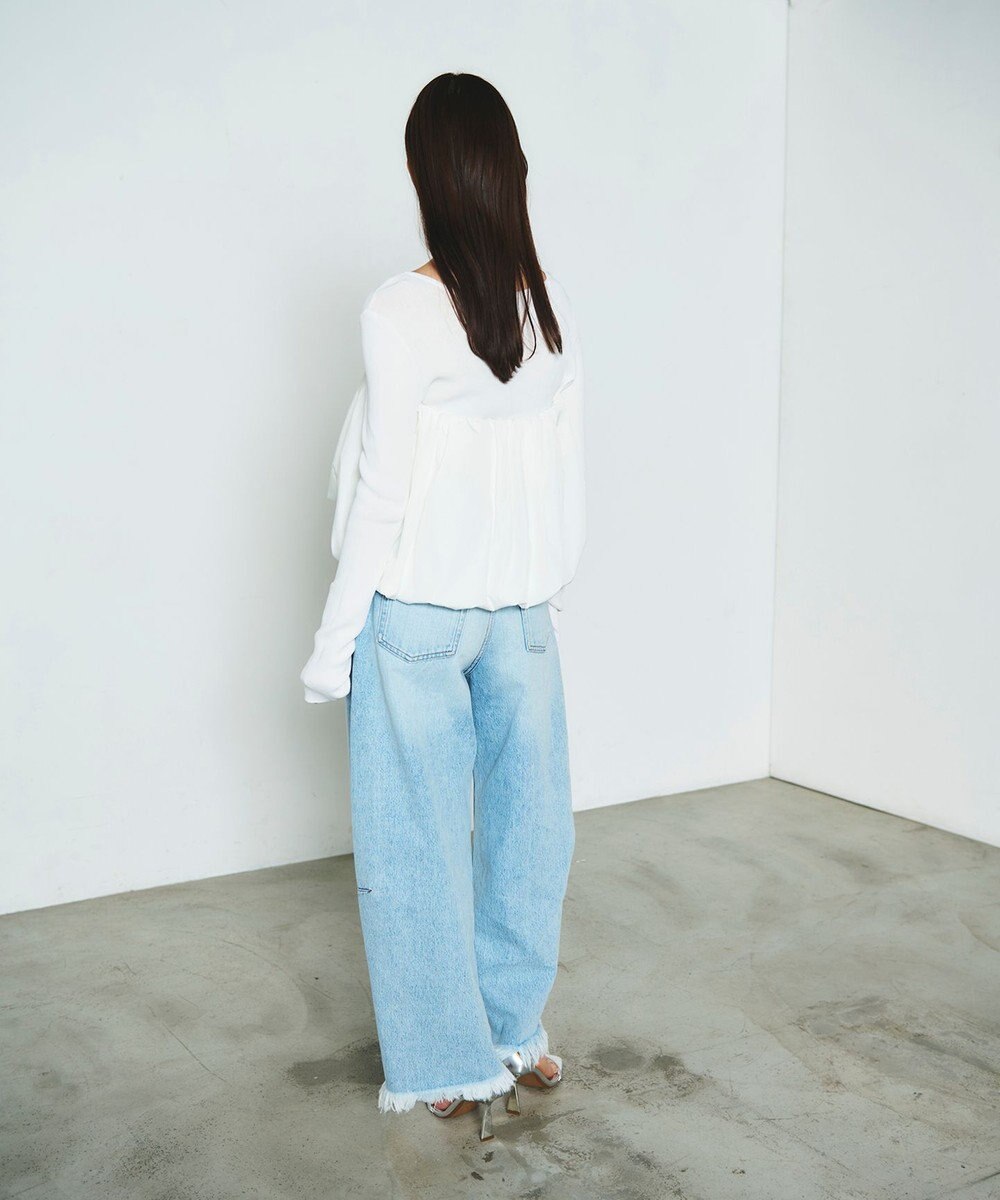 GRACE CONTINENTAL タフタケープ付ニットトップ 