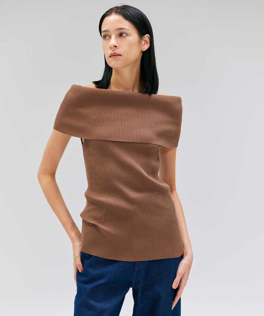 BEIGE， 【洗える】BRERA / オフショルダーストレッチリブニット 