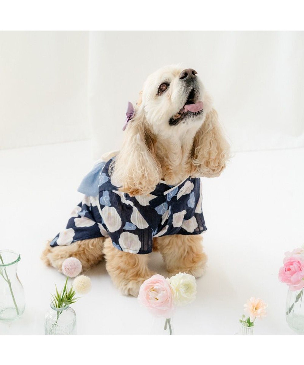PET PARADISE ペットパラダイス 椿柄 浴衣 紺 中型犬 大型犬 