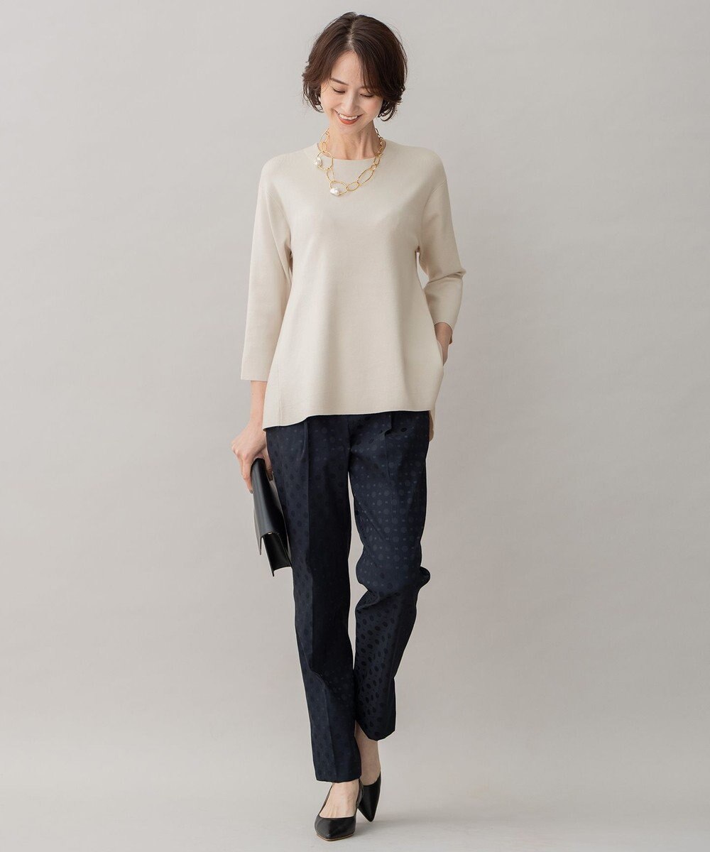 自由区 【洗える】レーヨンポリエステルスムース ペプラムニット 