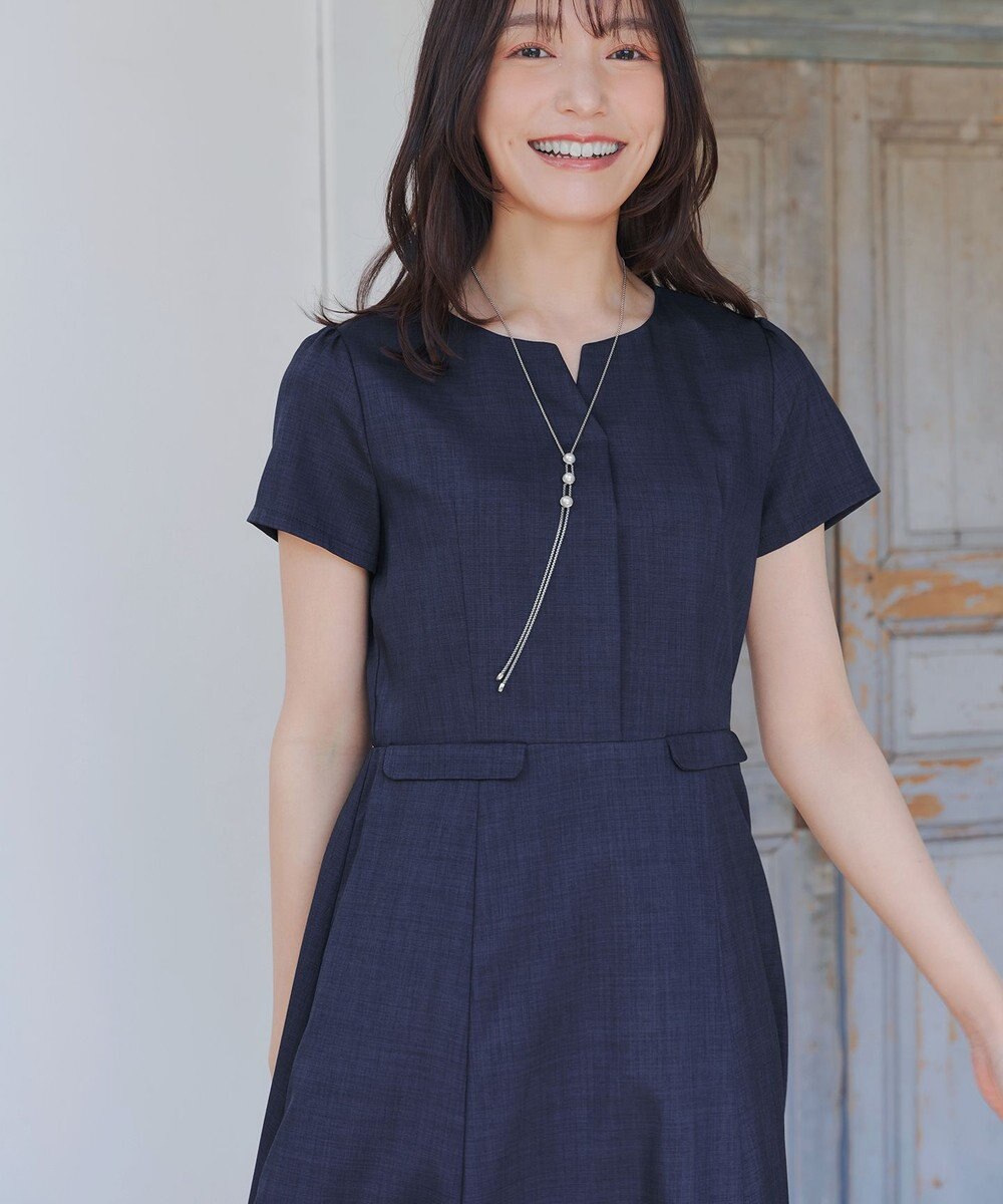 Tiaclasse L 【新色追加】フラップ付きミディアム丈フレアワンピース 