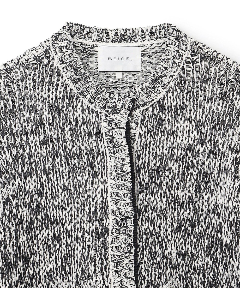 BEIGE， 【洗える】THYME / クルーネックコットンメッシュカーディガン 