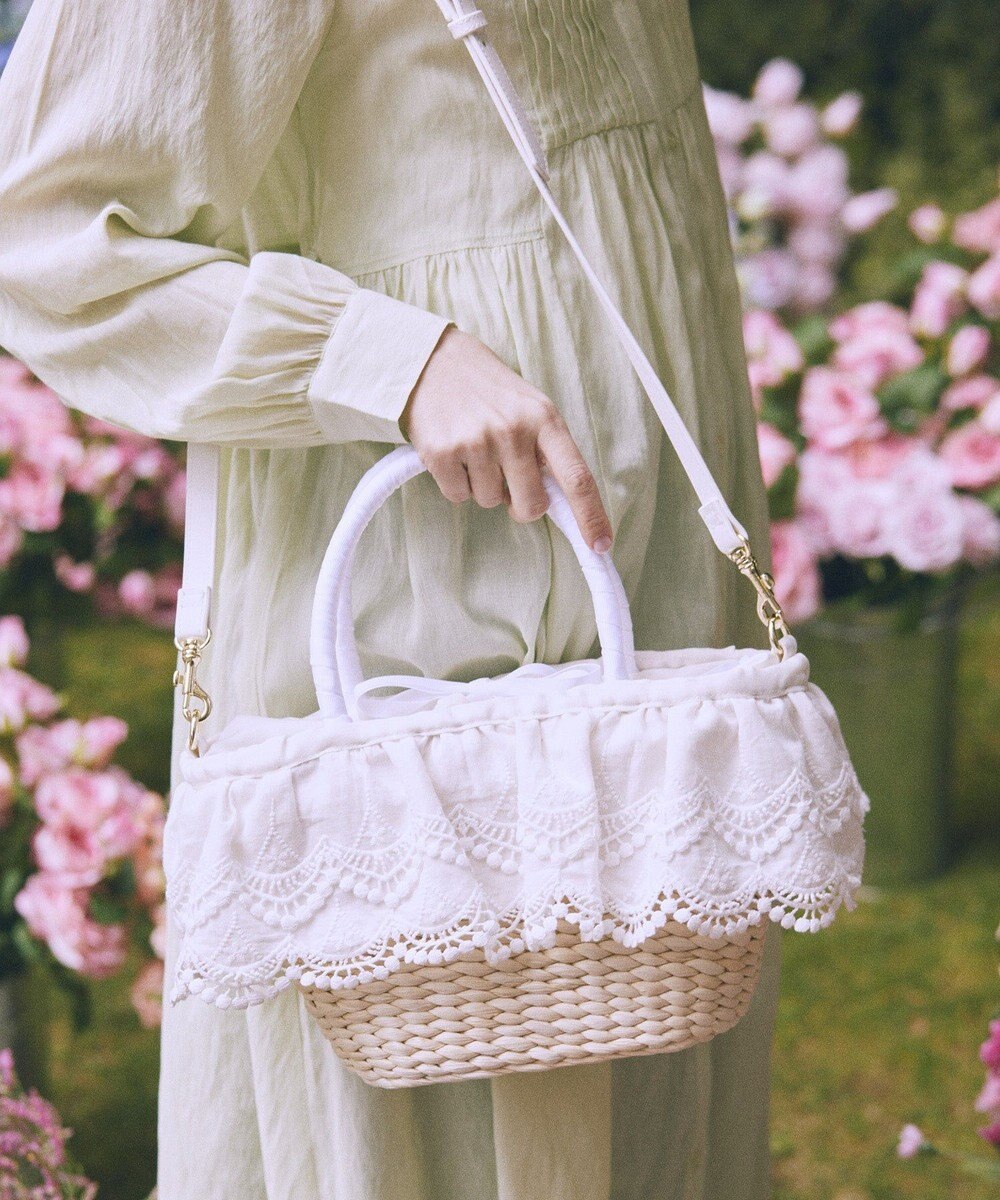 Maison de FLEUR 【2Way】レースフリルメイズ2Wayカゴバッグ 