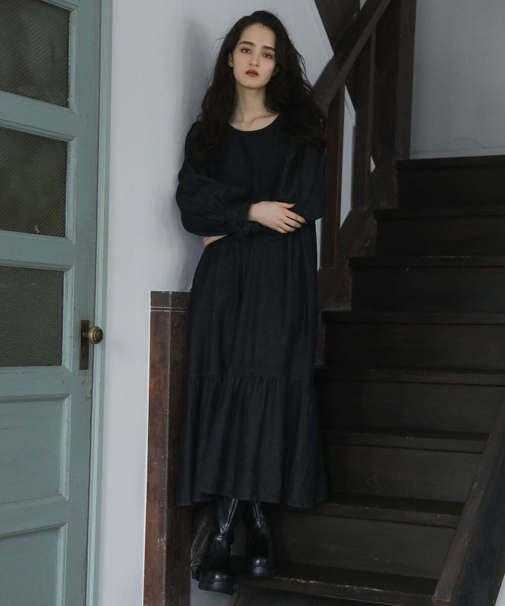 Green Parks ■ＥＳＣＡＲ　デニムピンタックカフスワンピース 