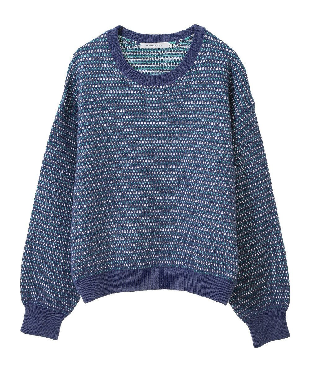 AMERICAN HOLIC Ｍｉｘ編み地ニットプルオーバー 