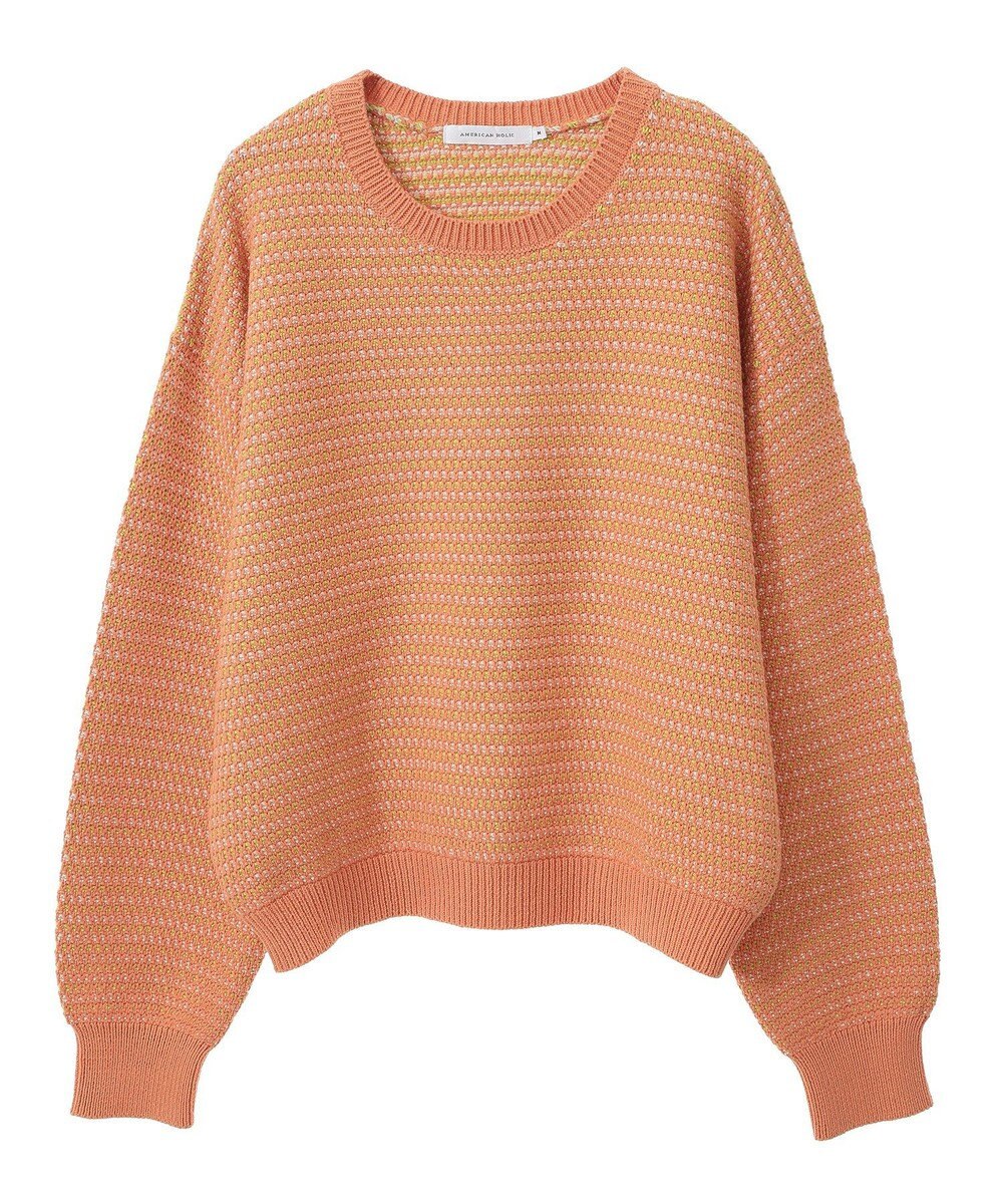 AMERICAN HOLIC Ｍｉｘ編み地ニットプルオーバー 