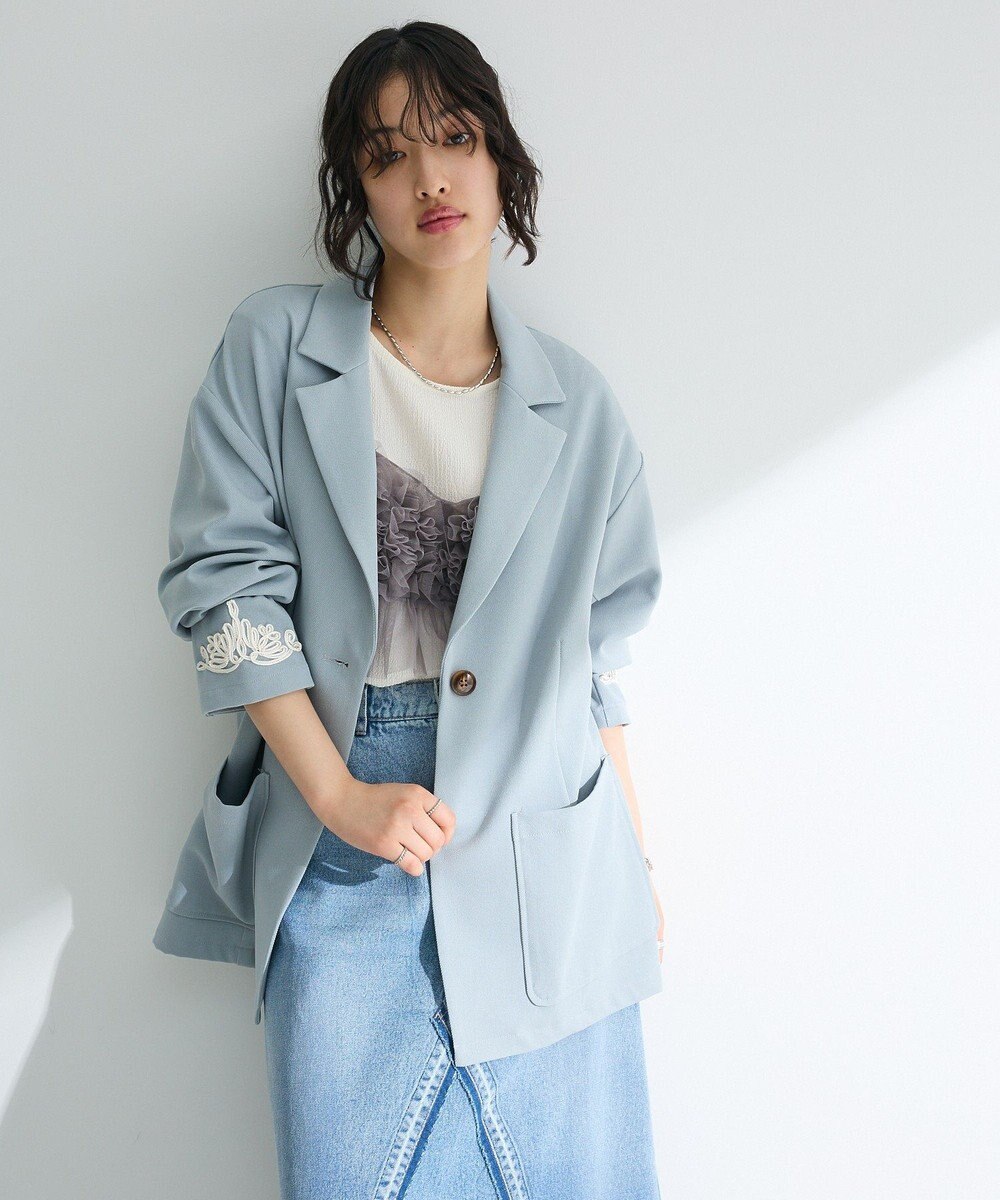 Green Parks ＳＥＴ２点チュールビスチェ＋表面感プルオーバー 