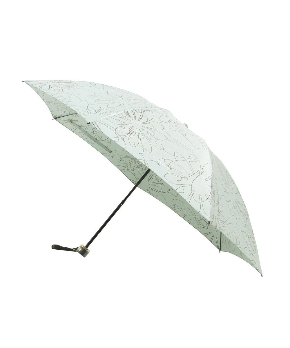 MOONBAT 【新色追加】ランバン オン ブルー 折りたたみ傘 フラワー柄サテンジャガードプリント 簡単開閉 