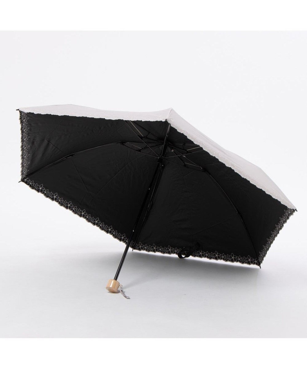 UNBILLION カシュネ cachenez /【晴雨兼用　日傘　UVカット率・遮光率100％生地使用 】PU超軽量プチフラワー刺繍カーボンミニ折りたたみ傘 
