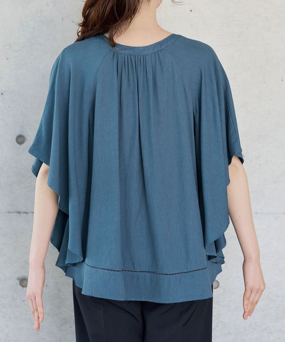 Tiaclasse リネンライクスラブ スキッパー襟ブラウス 