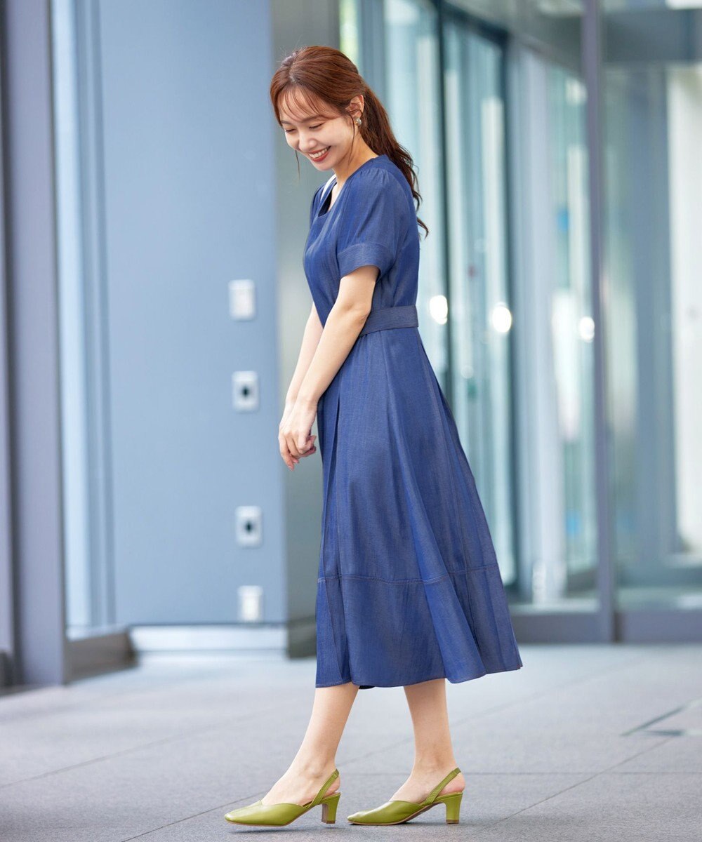 Tiaclasse L デニムフレアワンピース 