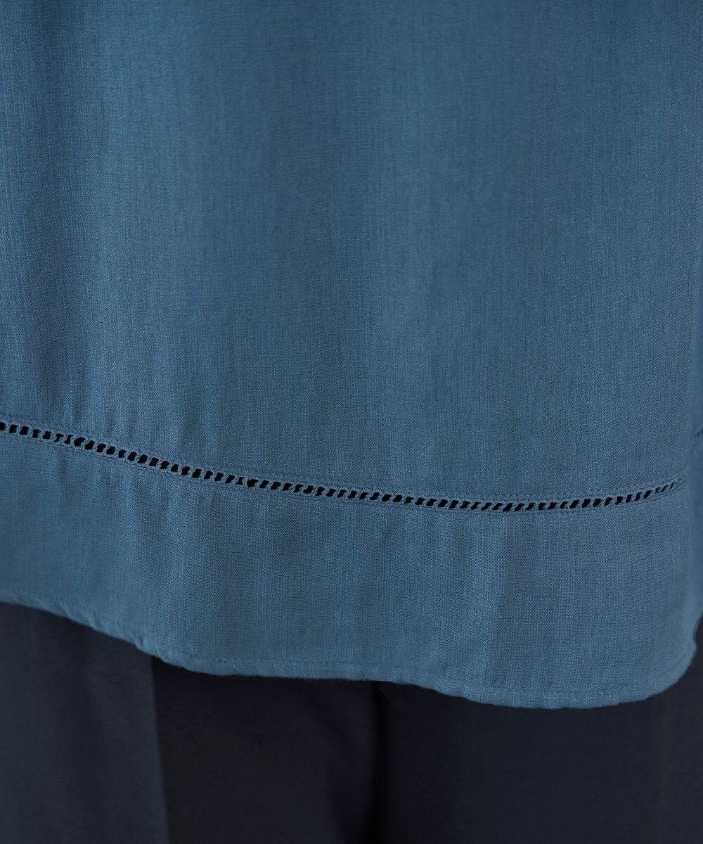 Tiaclasse リネンライクスラブ スキッパー襟ブラウス 