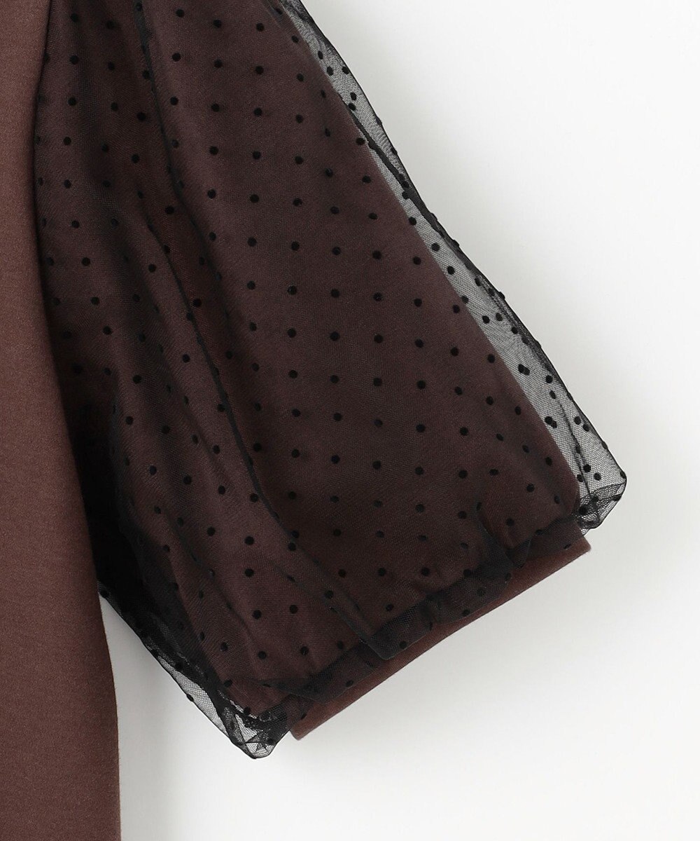 Feroux 【汗ジミが目立たない・洗える】チュール袖パフスリーブ Tシャツ 