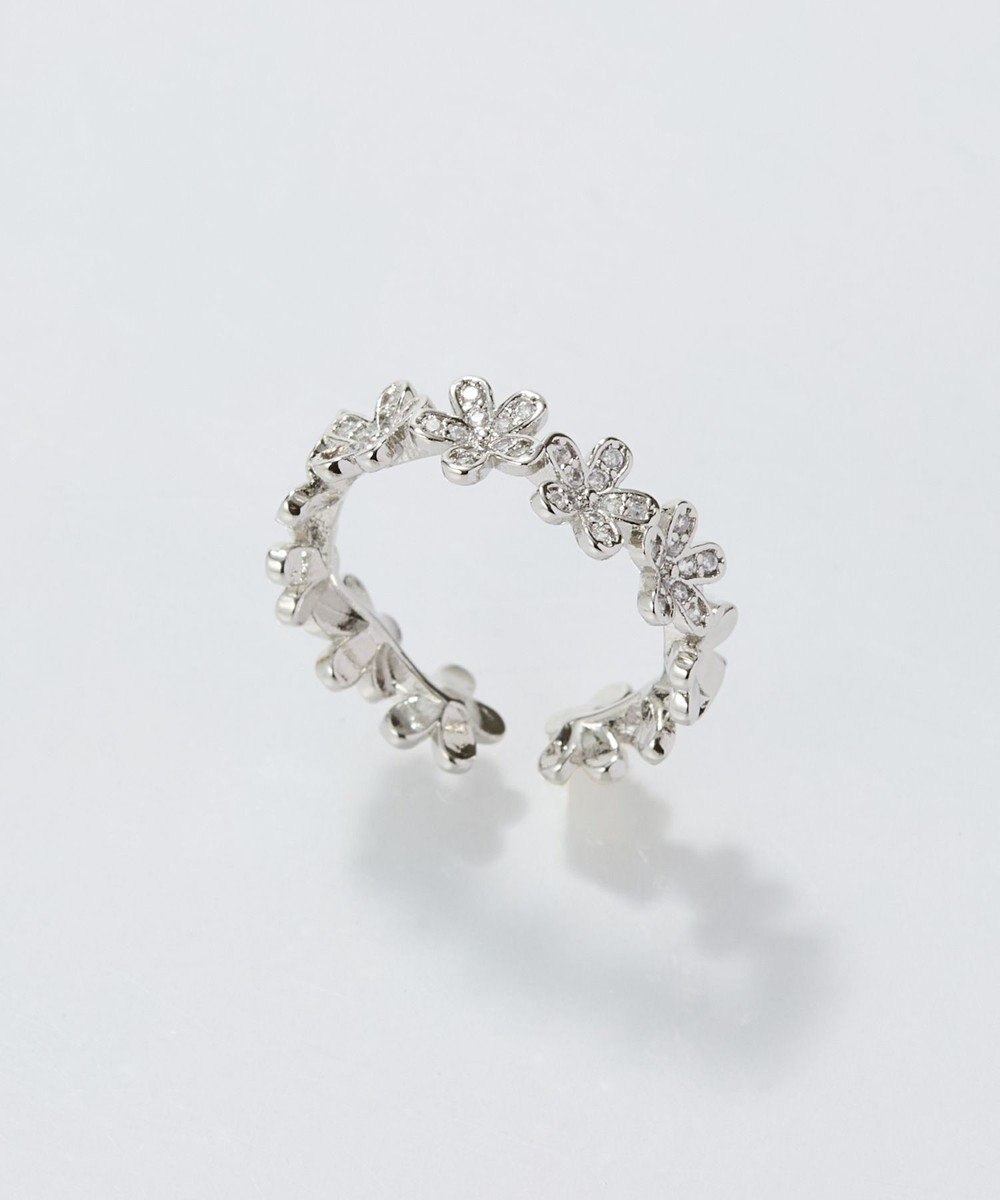 Phoebe フローラルビジューレースカフリング　シルバー 