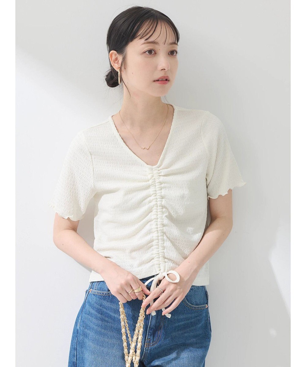 earth music&ecology ポコポコギャザードロストプルオーバー 