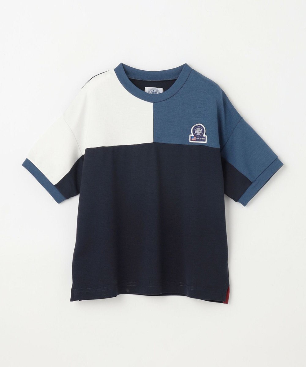 J.PRESS KIDS 【吸水速乾】【100-130cm】ポンチローマ トリコロール 切替Ｔシャツ 
