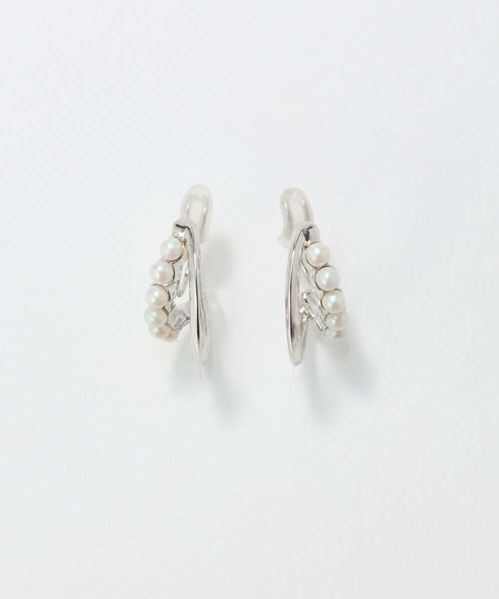 Phoebe 〈痛くないシリーズ/アレルギー対応〉プチパールダブルフープライトフィットイヤリング　シルバー 