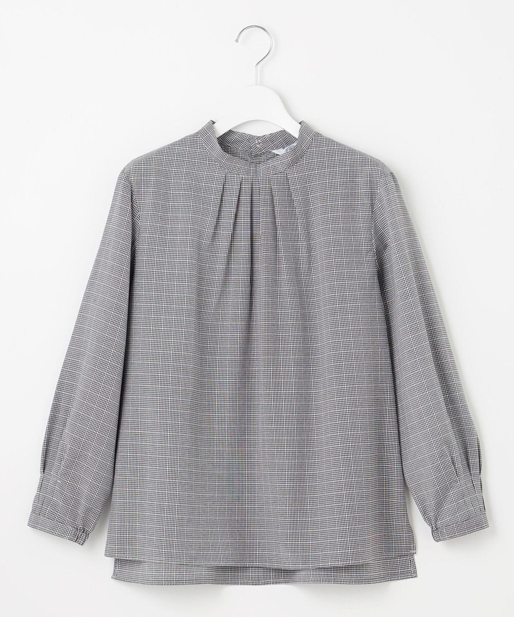 J.PRESS LADIES S 【洗える】セルロース チェック スタンドカラー ブラウス 