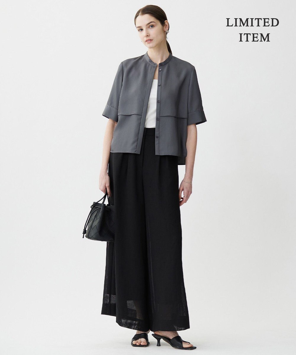 ICB L 【WEB限定・接触冷感・速乾・洗える】シルキーツイル 半袖クロップドシャツ 