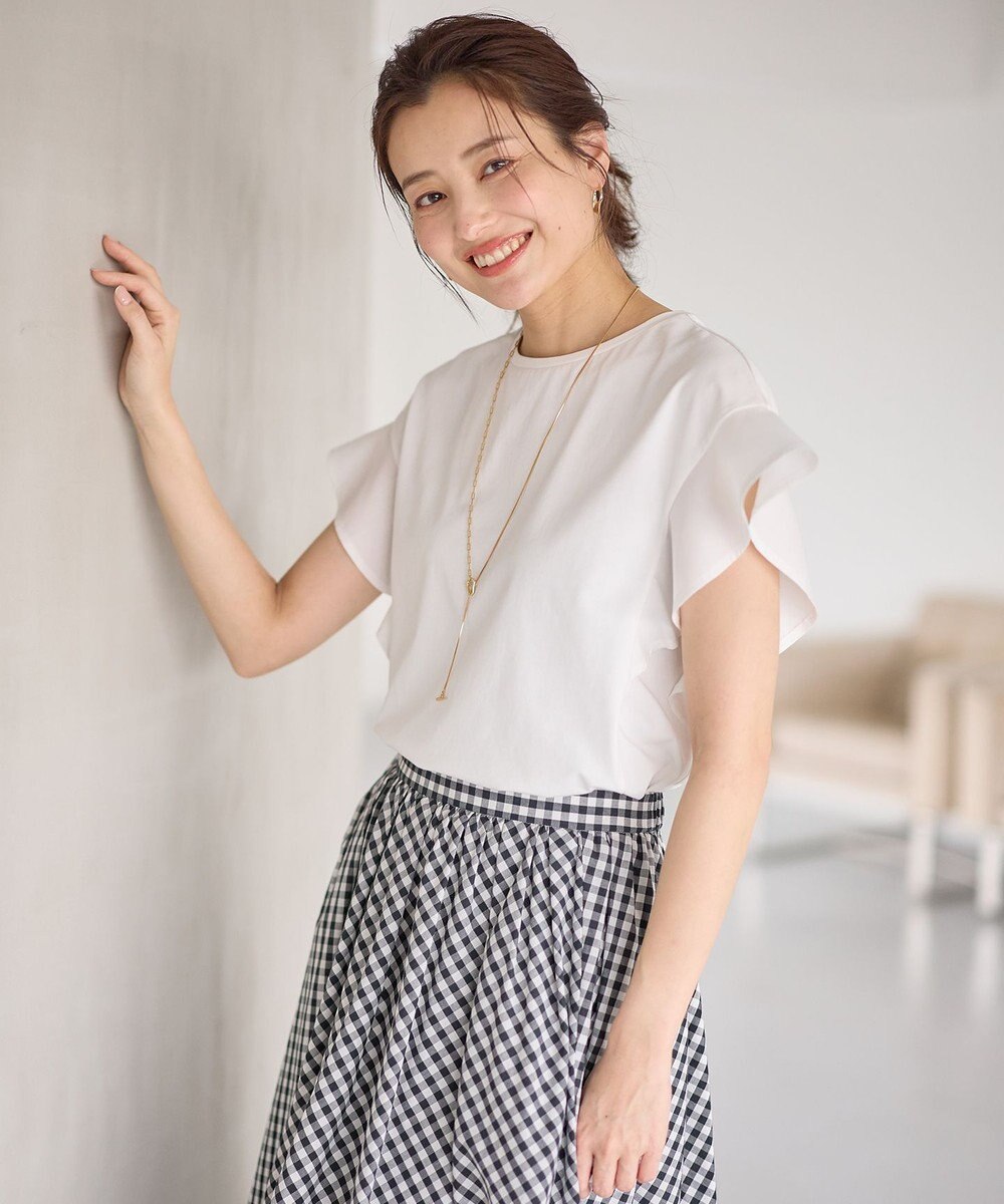 ANY 異素材コンビフリルスリーブプルオーバー 