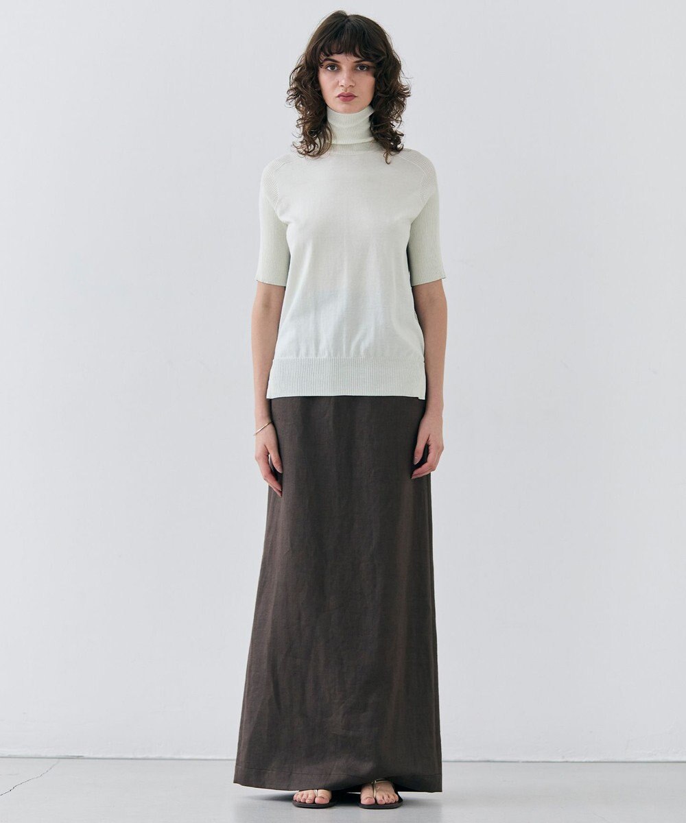 BEIGE， 【洗える】JULIE / シルク混カラーブロックタートルニット 