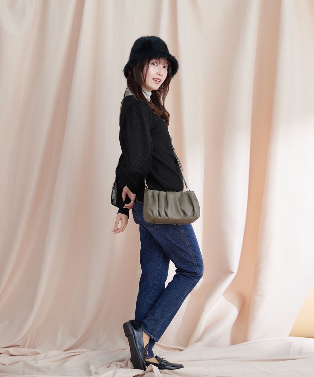 Tiaclasse L 【洗える】ドットチュールコンビニットトップス 