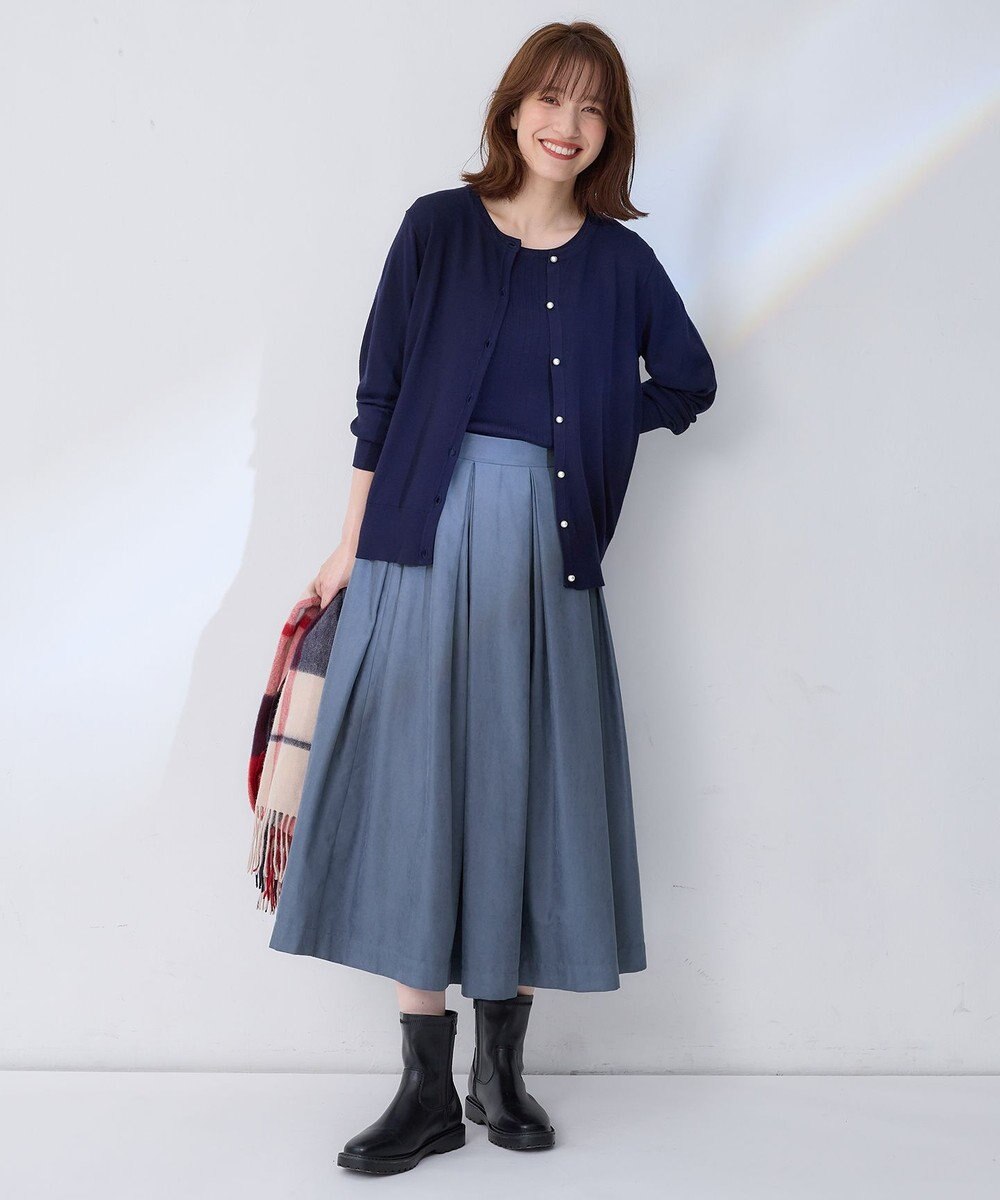 ANY L 【ウエストゴム】ベロアタッチタックスカート 