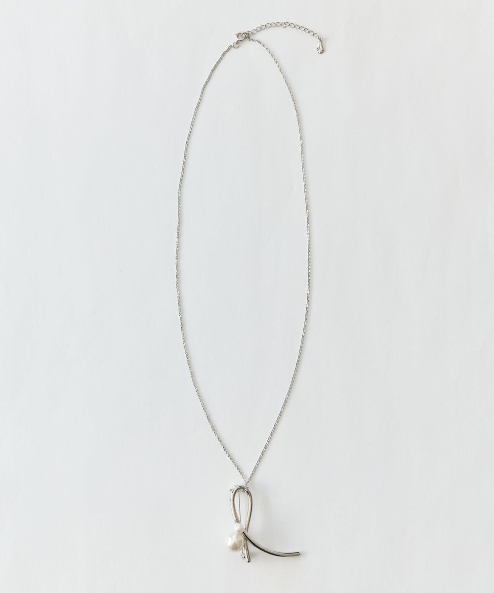 Phoebe 2wayクロスメタルパールブローチネックレス　シルバー 