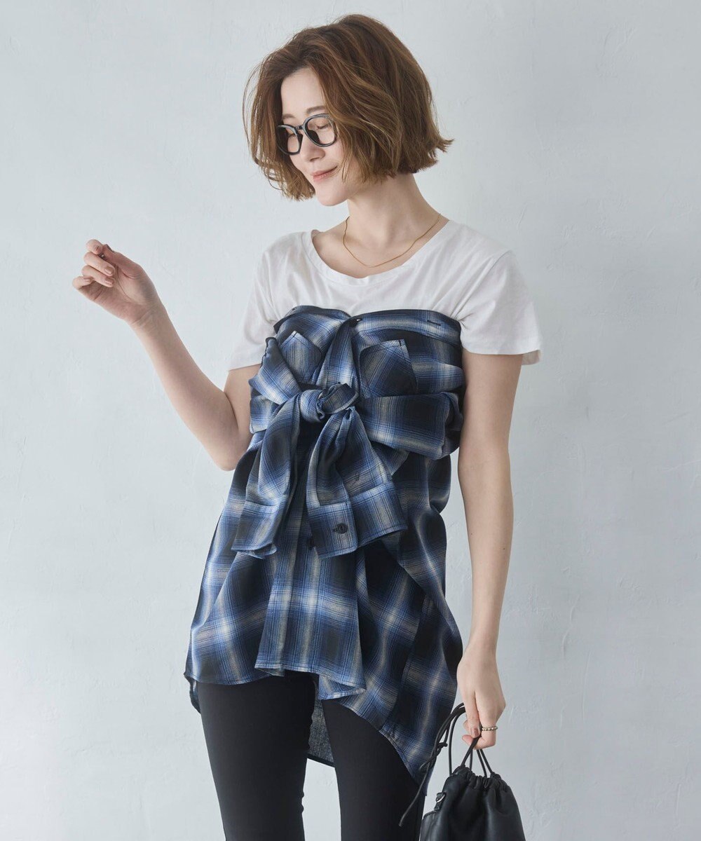 WEGO 【ユニセックス着用ITEM/SMLサイズ展開】オンブレチェックシャツ（LS） 