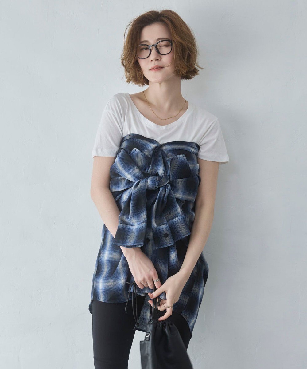 WEGO 【ユニセックス着用ITEM/SMLサイズ展開】オンブレチェックシャツ（LS） 