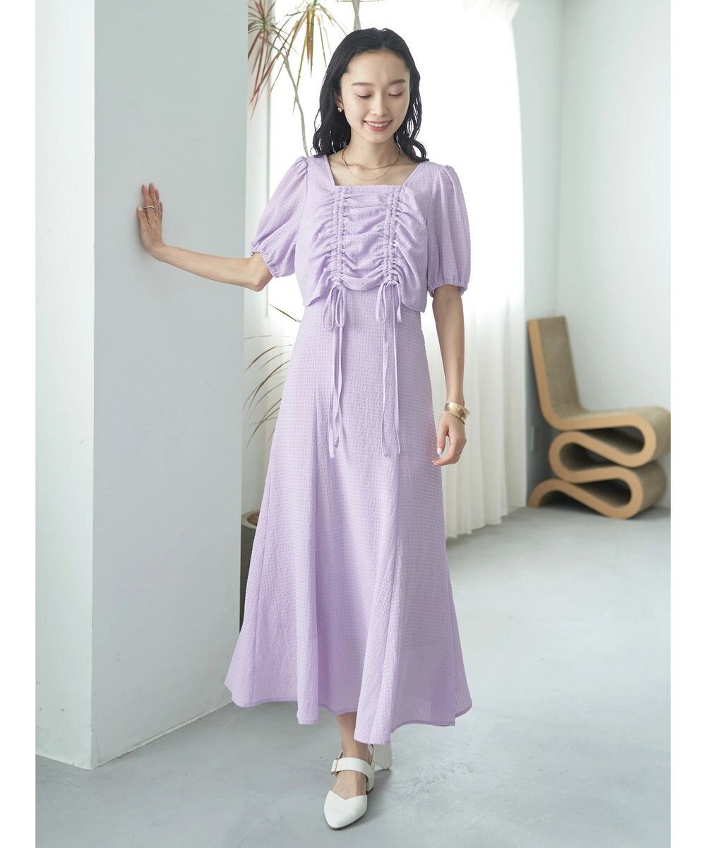 earth music&ecology ＳＥＴ２点パフスリーブブラウス＋キャミワンピース 