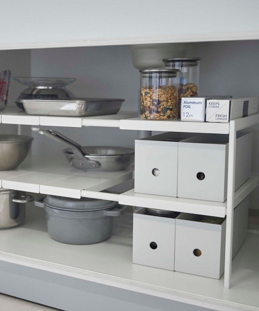 tower 伸縮シンク下ラック 2段 タワー D40 ホワイト 