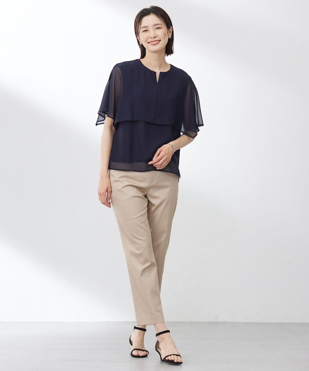 J.PRESS LADIES 【WEB限定・洗える】シャンブレーサテン テーパード パンツ 