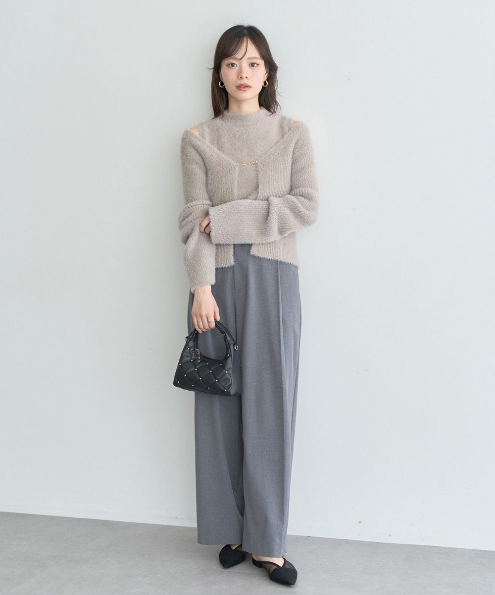 earth music&ecology SET2点チャーム付きシャギーニット＋インナー 