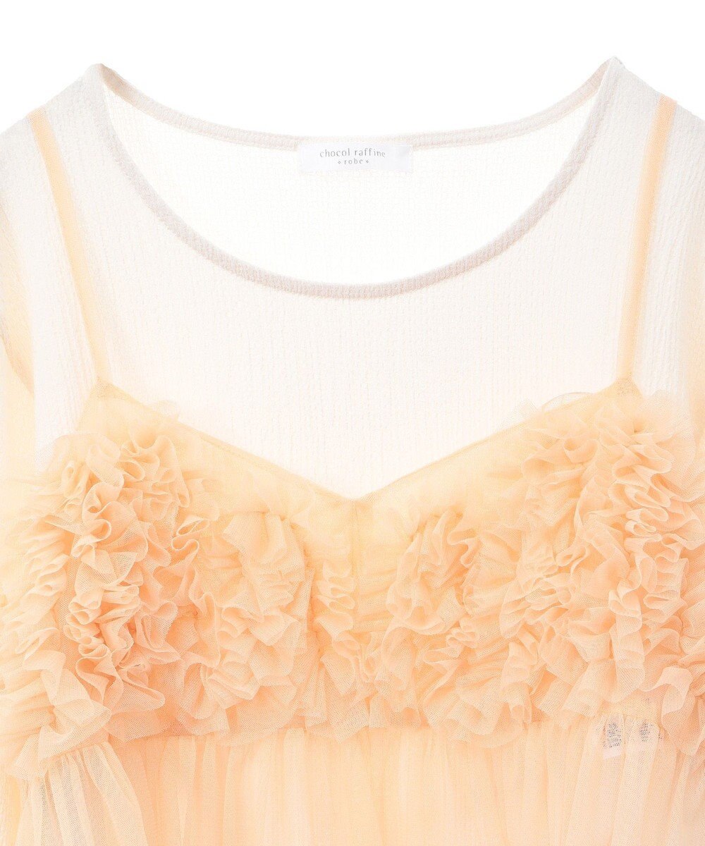 Green Parks ＳＥＴ２点チュールビスチェ＋表面感プルオーバー 