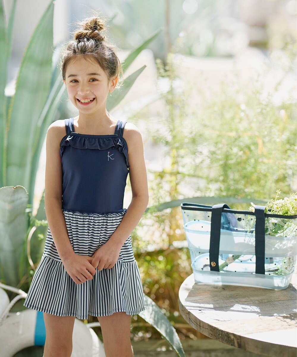 組曲 KIDS 【XS-Lサイズ】ストライプ スイムウェア(ワンピース) 