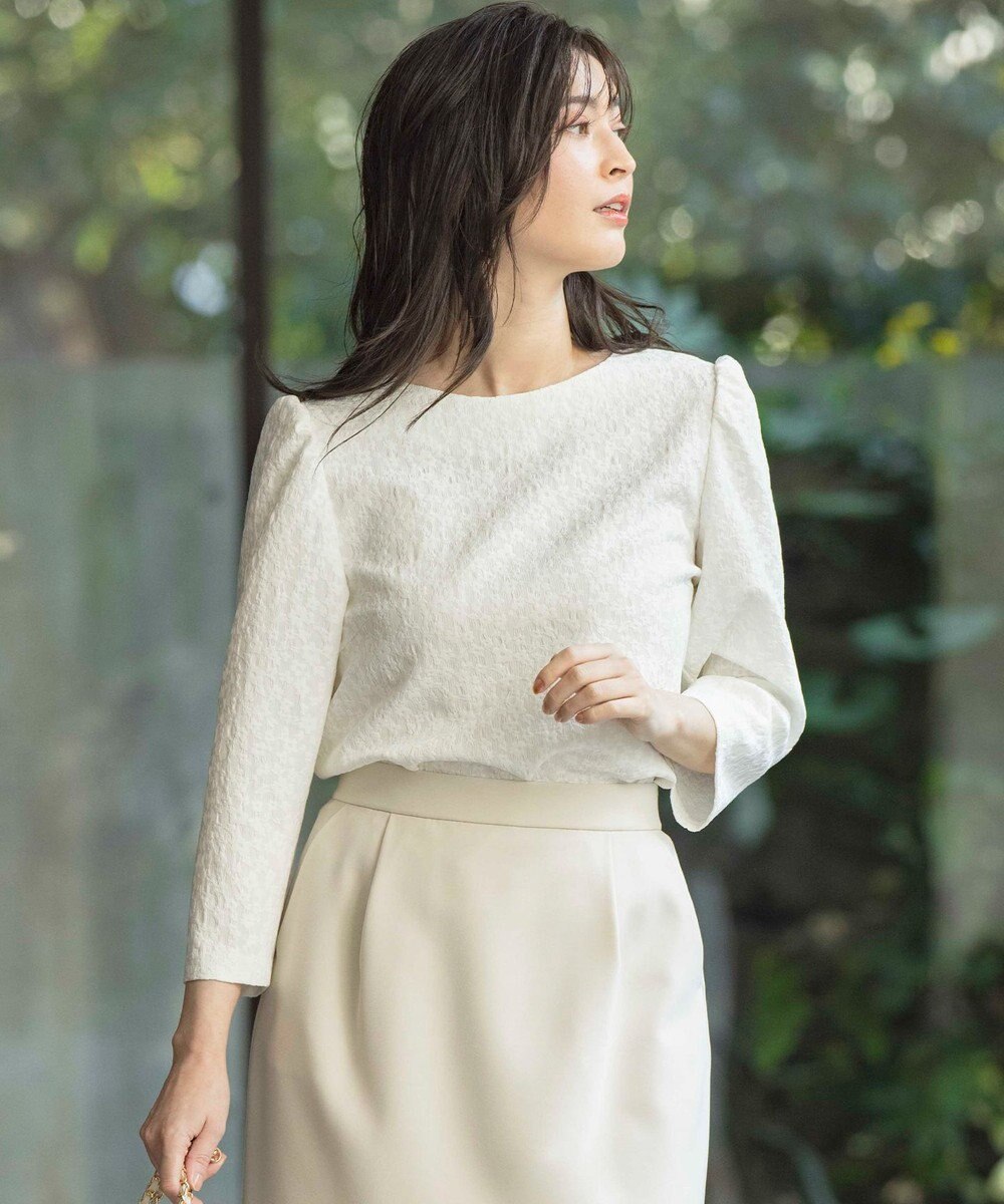 組曲 L 【KUMIKYOKU NAVY】フラワージャガード ブラウス 