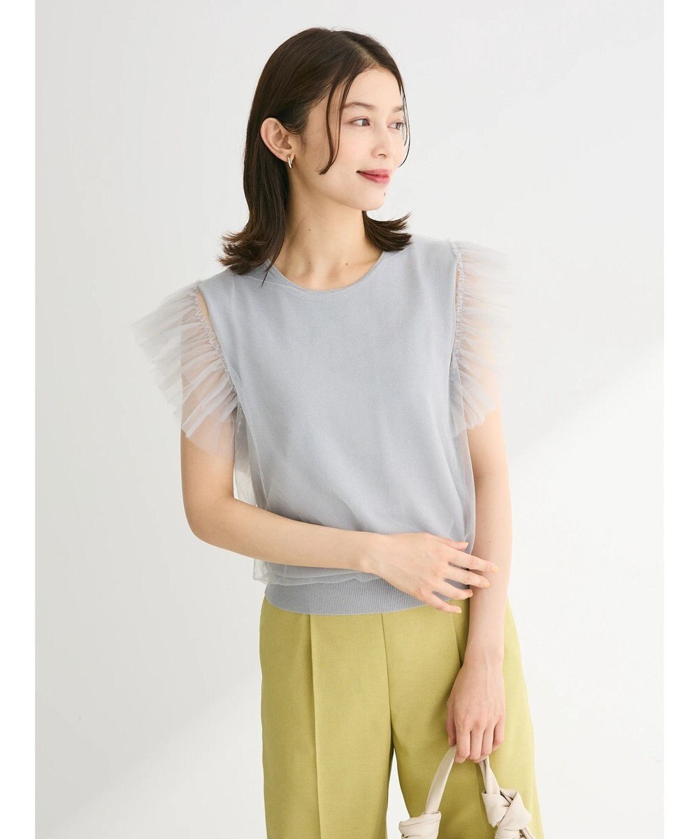 Green Parks ・swing by チュールレイヤーノースリーブニット 