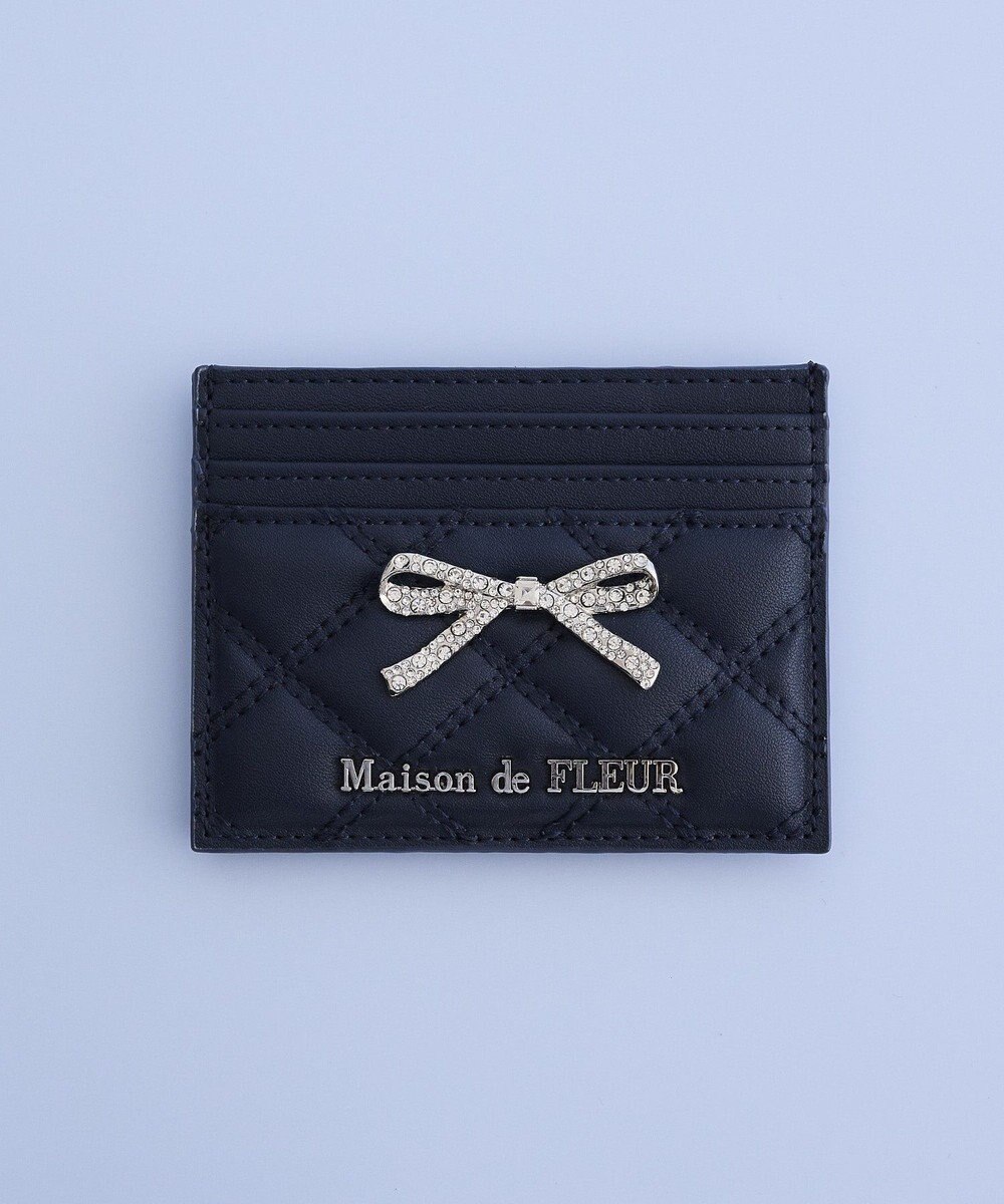 Maison de FLEUR リボンビジューキルティングカードケース 